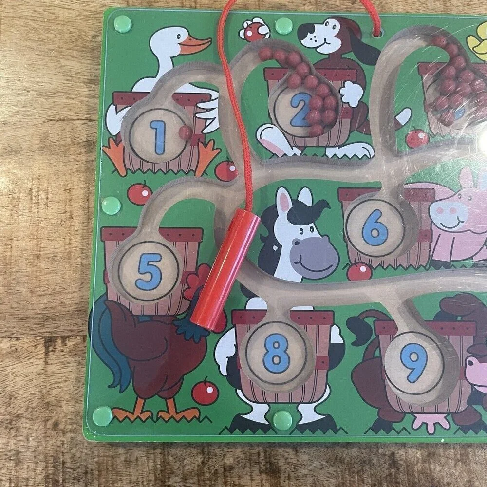 Melissa Doug Magnetic Wand Number Maze Wooden Puzzle Activity Toy Set Education